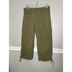 North‎ Face Wide Leg Cargo Hiking Pants Green Women's Sz 6 Gorpcore Drawstring